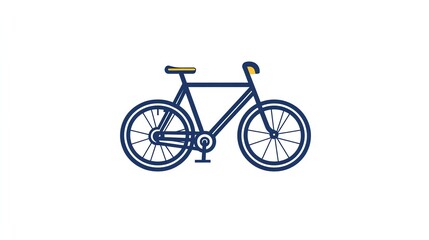 Naklejka premium Simple blue bicycle illustration with a yellow seat.