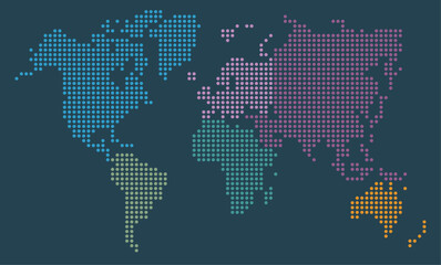 Digital world map from dots