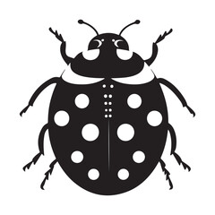 A black vector silhouette of a ladybird insect, Ladybug silhouette vector illustration