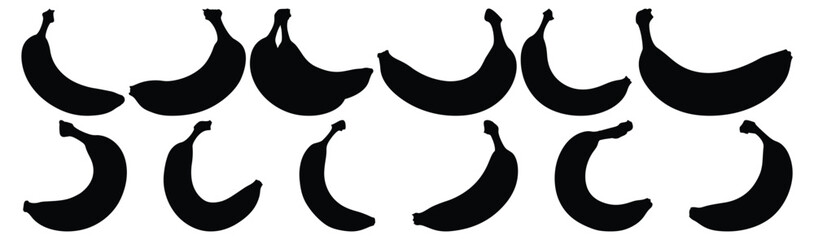 Banana silhouette set vector design big pack of banana illustration and icon