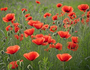 Fototapeta premium Vibrant Poppy Field in Bloom