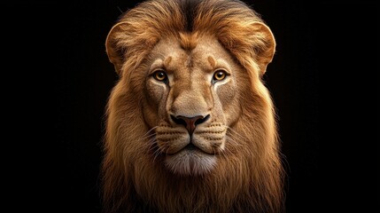 Fototapeta premium Closeup Portrait of a Majestic Lion with Golden Eyes