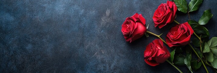 Veteran's Day concept on solid background with red flowers and copy space