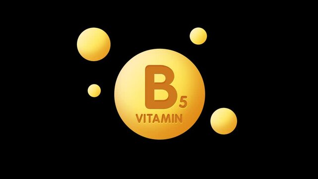 Vitamin B5 bubble animation, Medical concepts, Alpha channel, transparent background. 4K resolution