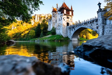 Fototapeta premium Halloween theme in travel destinations include spooky locations like Draculaâ€™s Castle in Romania