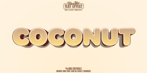 Coconut editable text effect, customizable island and tropical 3d font style