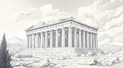 Obraz premium Parthenon - temple of olympus.. Olympian Pantheon. Illustration
