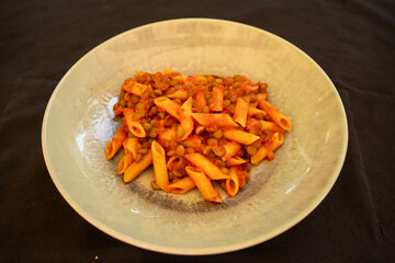 Lentil Bolognese with gluten-free pasta