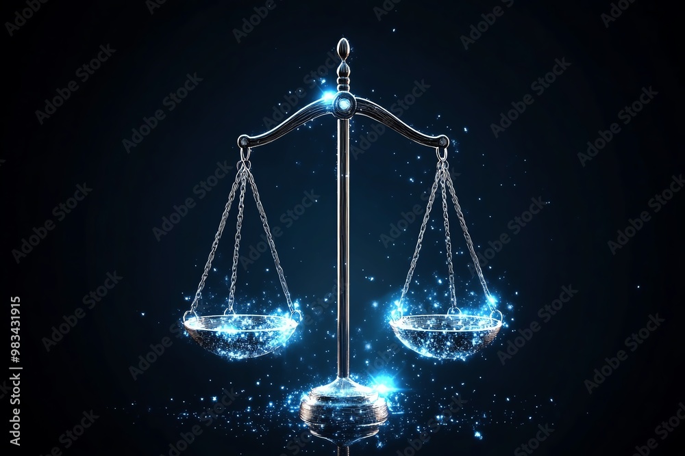 Poster Minimal Libra balance, with a straight horizontal line and two simple dots representing harmony