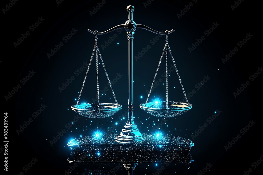 Leinwandbilder Minimal Libra scales, with a balanced, horizontal line and a soft curve representing harmony