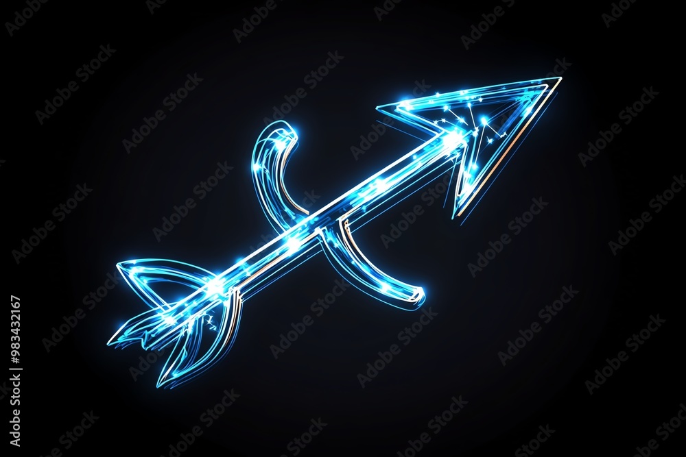 Poster minimal sagittarius arrow, using just a single line with an arrowhead for clarity
