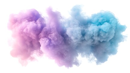 A vibrant cloud of colorful smoke in shades of pink and blue, creating a dynamic visual effect.