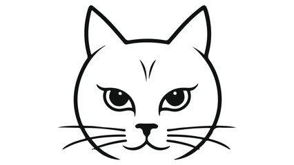 cute cat face outline vector illustration