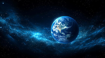Obraz premium A digital illustration of Earth in space.