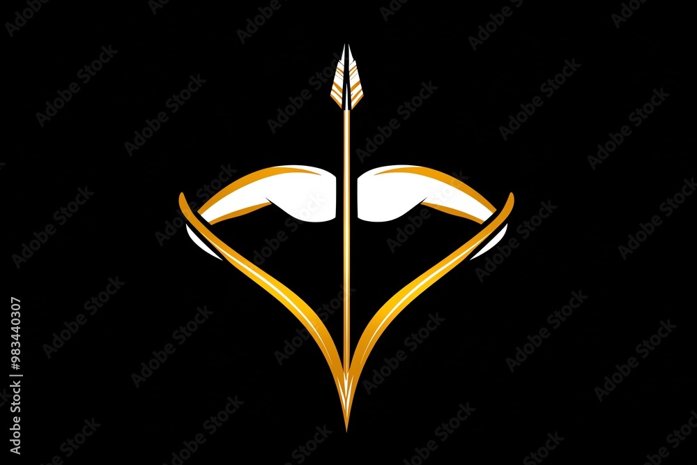 Poster Simple Sagittarius bow and arrow, with clean lines and a simple arrow pointing upward