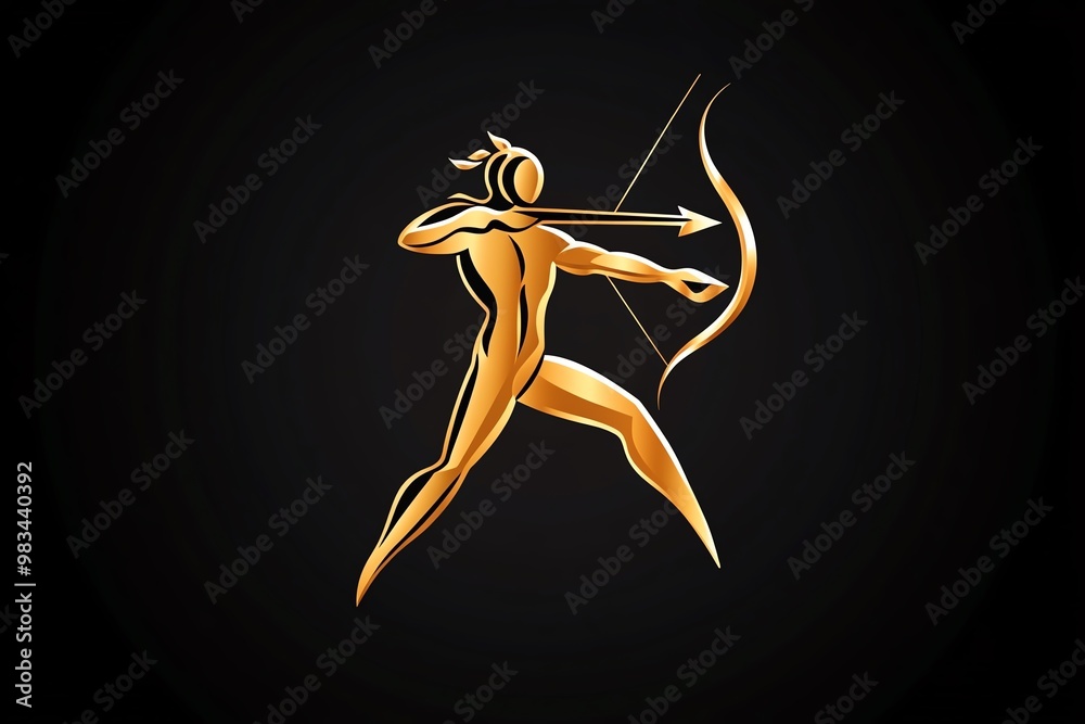 Poster Simple Sagittarius bow and arrow, with clean lines and a simple arrow pointing upward