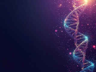 Obraz premium Abstract DNA Spin Microscopic View of Human Genome Structure on Dark Background
