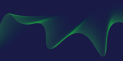 Abstract glowing wave lines on green background. Dynamic wave pattern. Modern flowing wavy lines. Futuristic concept. Suit for banner, poster, cover, brochure, flyer, website