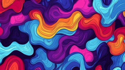 Fototapeta premium Abstract colorful background of wavy, layered shapes.