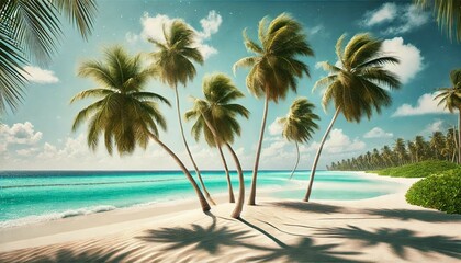 Palm Trees on Tropical Maldives Beach