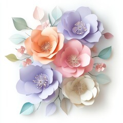 Beautiful Paper Flowers Arrangement in Soft Pastel Colors