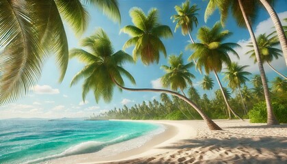 Obraz premium Palm Trees on Tropical Beach in Maldives