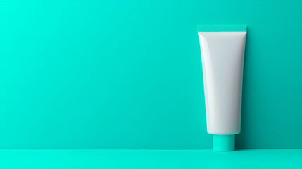 White tube against a turquoise backdrop.