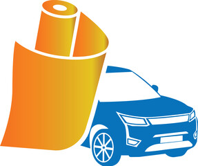 Car wrap icon. Paint Protection Film, PPF. Vinyl wrap. Car wrapping vector illustration