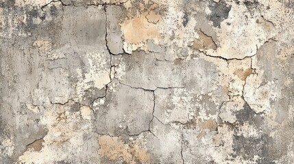 Naklejka premium Weathered concrete wall with cracks and peeling paint.