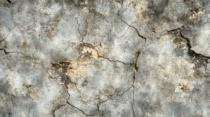 Close up of a cracked, distressed concrete wall.