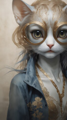 異世界のファッショナブルなネコ　AI画像　ジェネレーティブAI