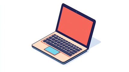 A simple illustration of a laptop computer with a blank screen.