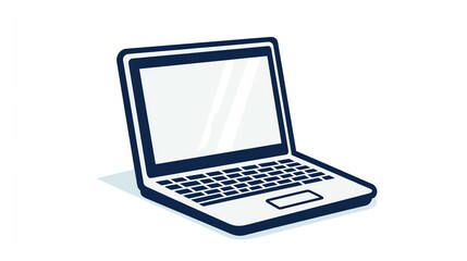 A simple illustration of a laptop computer with a blank screen.