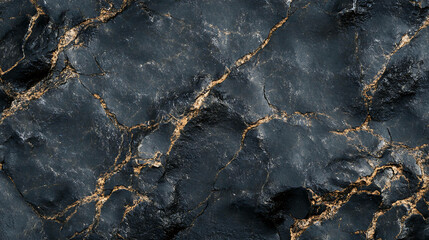Close-up texture of dark grey stone with gold veins.