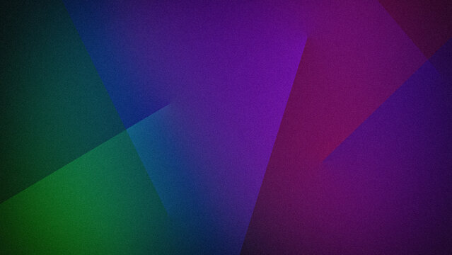 Dark geometric abstract background with vibrant green, purple, and blue tones. Textured gradients and sharp shapes give this design a modern and dynamic look