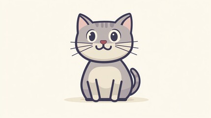 Obraz premium Cute cartoon cat with big eyes and a big smile.