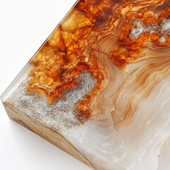Beautiful Abstract Agate Stone with Orange and Brown Veins