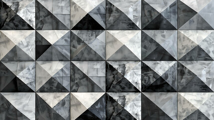 Abstract geometric pattern of black and white triangular shapes.