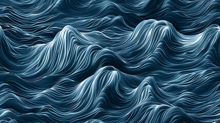 Abstract 3D rendering of flowing blue waves.