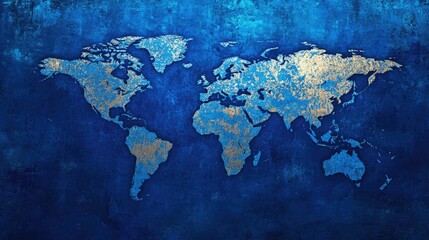 Abstract blue world map highlighting a magnified region Vector illustration