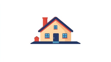 A simple cartoon illustration of a house with a small shed beside it.