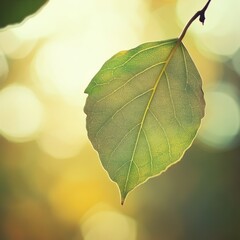 Single Leaf with Soft bokeh Background in Natural Light