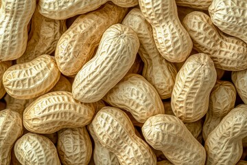 A high-resolution close-up image showcasing unshelled peanuts, highlighting their natural texture and rugged surface, perfect for grocery stores and food industry marketing materials.