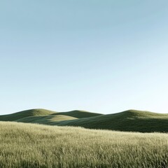 Obraz premium Serene Green Hills Under Clear Sky