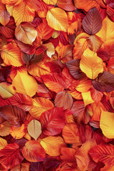 Fototapeta premium Vibrant red and yellow autumn leaves as background. Autumnal background