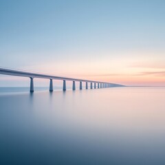 Tranquil Bridge Over Calm Waters at Sunrise