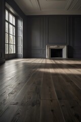 Empty room for interior design and decoration, walls, windows, and floor.Generative AI.