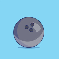 A sleek illustration of a gray bowling ball with finger holes, set against a light blue background, ideal for sports or recreation themes