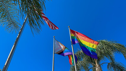 Gay Pride Flags and the American Flag - LGTBQ+ Pride 