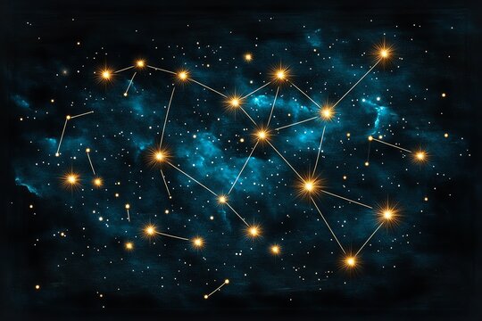 Minimal Gemini constellation, with evenly spaced stars and minimal lines connecting them